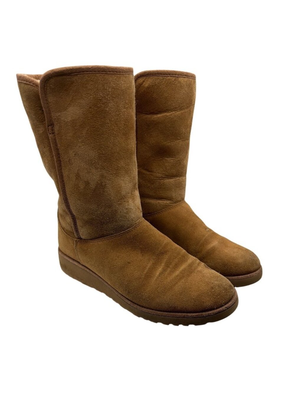 UGG Womens Chestnut Suede Shearling-Lined Winter Boots Pre-Owned Size 9.5